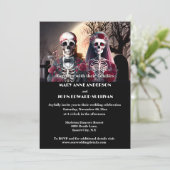 Skelet paar bordeaux pruim zwart gotisch kaart (Staand voorkant)