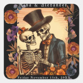  Skelet Paar Bruiloft Vierkante Sticker (Voorkant)