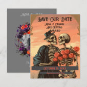 Skelet Paar Gothic Halloween Foto Save The Date (Voorkant / Achterkant)