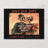  Skelet Paar Gothic Save the Date Aankondigingskaart (Voorkant)