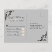  Skelet Paar Goud en Zwart RSVP Briefkaart (Achterkant)