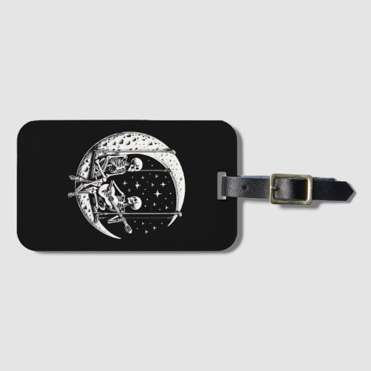 Skelet Paar Maan Gitaar Bagagelabel (Voorkant (horizontaal))