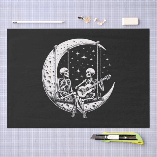 Skelet Paar Maan Gitaar Tissuepapier (Craft)