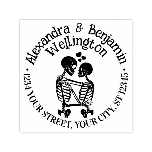 Skelet paar omarmen naam retouradres zelfinktende stempel (Design)