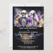 Skelet paar paarse gele bruiloft kaart (Voorkant)