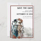 Skelet Paar QR Code Gotische Bruiloft Save The Date (Voorkant)