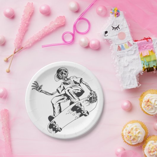 skelet papieren bordje (Feest)