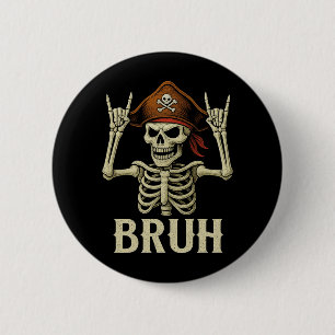 Skelet Piraat Rock Bro Halloween Rocker Heren Ronde Button 5,7 Cm
