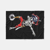 Skelet Piraat & Voetbal Halloween Kostuum Fleece Deken (Voorkant (Horizontaal))