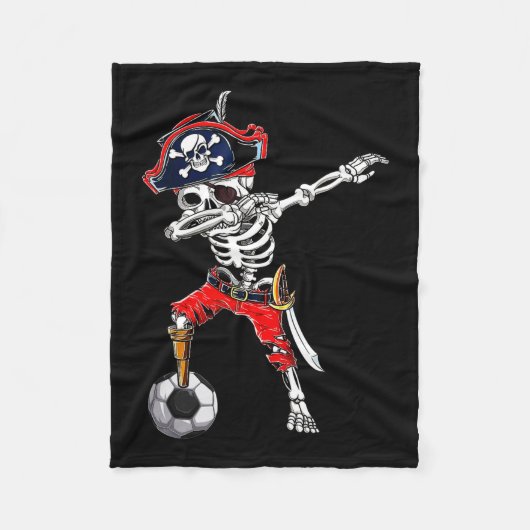 Skelet Piraat & Voetbal Halloween Kostuum Fleece Deken (Voorkant)