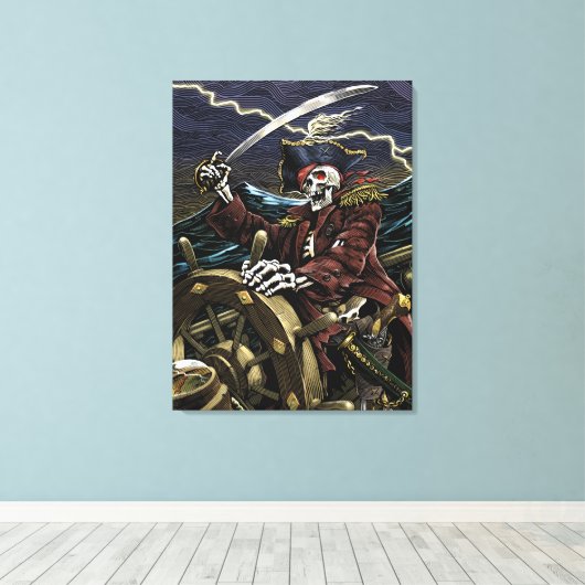 Skelet Pirate Canvas Afdruk (Insitu (Houten vloer))