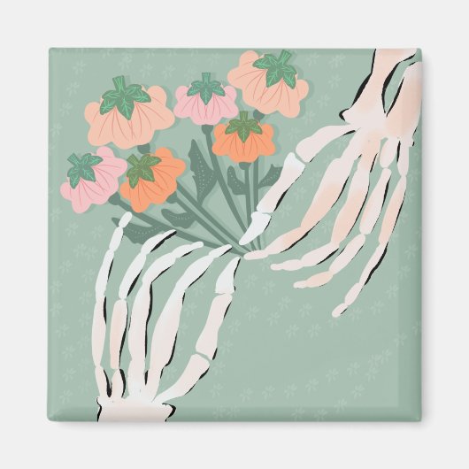 Skelet Pompoen Boeket Halloween Bruidsfeest Magneet (Voorkant)