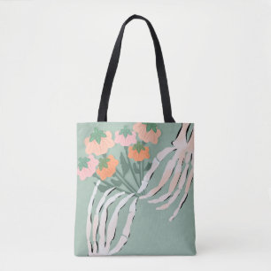 Skelet Pompoen Boeket Halloween Tote Bag