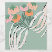 Skelet Pompoen Boeket Halloween   Wijn Etiket (Enkel label)