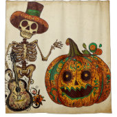  Skelet/Pompoen Dag van de Doden Douchegordijn (Voorkant)