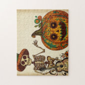  Skelet/Pompoen Dag van de Doden Legpuzzel (Verticaal)