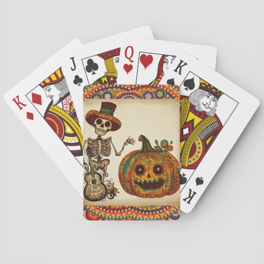  Skelet/Pompoen Dag van de Doden Pokerkaarten (Achterkant)
