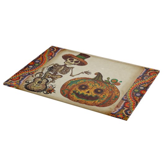  Skelet/Pompoen Dag van de Doden Snijplank (Hoek)