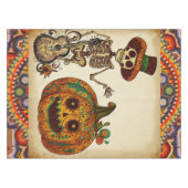 Skelet/Pompoen Dag van de Doden Tafelkleed (Voorkant (Horizontaal))