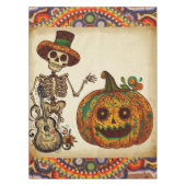 Skelet/Pompoen Dag van de Doden Tafelkleed (Voorkant)