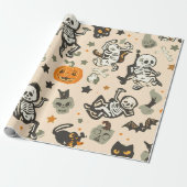 Skelet Pompoen Feest Cadeaupapier (Uitgerold)