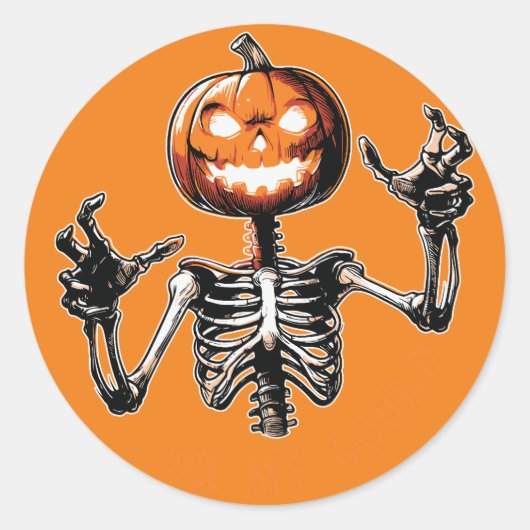 Skelet pompoen hoofd Halloween Sticker (Voorkant)