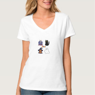 skelet pompoen kat spookboek Halloween T-Shirt