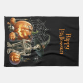 Skelet Pompoenen Halloween Keukenhanddoeken (Horizontaal)