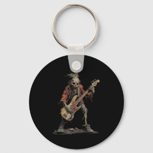 Skelet Punk Rocker Halloween Basgitaar Rock N Sleutelhanger