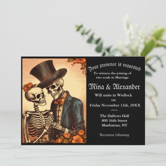 Skelet QRC Bruiloft Uitnodiging (Staand voorkant)