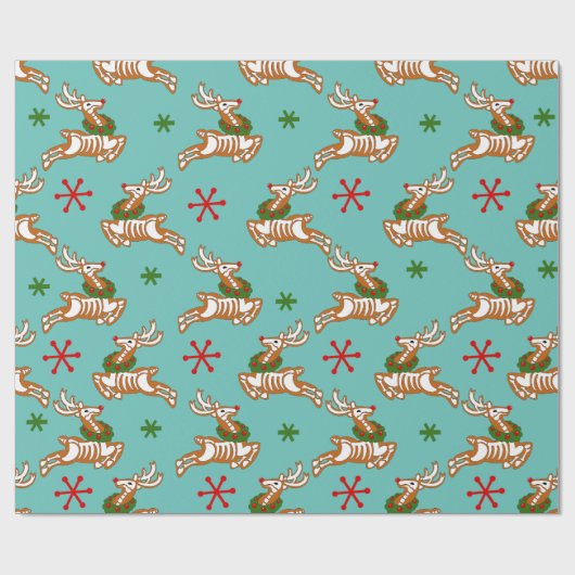 Skelet Rendier Gingerbread man Cadeaupapier (Vlak)