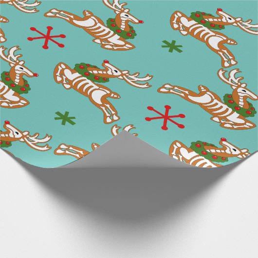 Skelet Rendier Gingerbread man Cadeaupapier (Hoek)