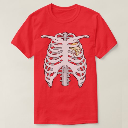 Skelet Rib Cage Pizza Hart Halloween T-shirt (Design voorkant)