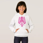 Skelet Ribben Heet Roze Glitter Monogram (Voorkant volledig)