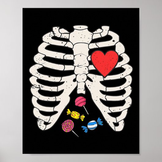 Skelet Ribbenkast Candy Hart Grappige Xray Hallowe Poster (Voorkant)