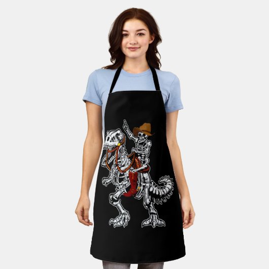 Skelet Rides Dinosaurussen Skelet Cowboy Bone Hall Schort (Gedragen)