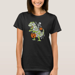 Skelet Riding Dinosaurus Quote Pompoen Halloween T-shirt