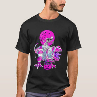 Skelet Riding Mummy Dinosaurus T Rex Lift Pompoen T-shirt