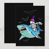 Skelet Riding Shark Funny - Crazy Halloween Gift Kaart (Voorkant / Achterkant)