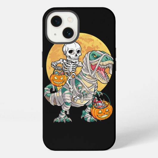 Skelet Riding T Rex Moonlit Mummy Dinosaurus Kinde iPhone Hoesje (Achterkant)