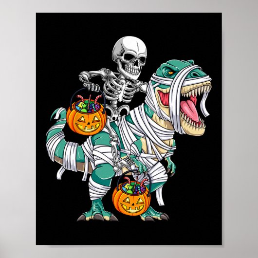 Skelet Rijden Dinosaurus T Rex Fun Kinder Jongens  Poster (Voorkant)