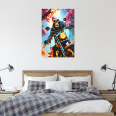 Skelet Rijden door de vuurgrot Canvas Afdruk (Insitu (Slaapkamer))
