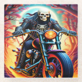 Skelet Rijden door de vuurgrot Glazen Onderzetter (Voorkant)