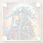 Skelet Rijden door de vuurgrot Glazen Onderzetter (Achterkant)