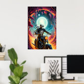 Skelet Rijden door de vuurgrot Poster (Thuiskantoor)