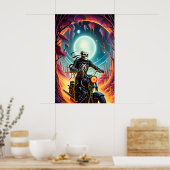 Skelet Rijden door de vuurgrot Poster (Keuken)