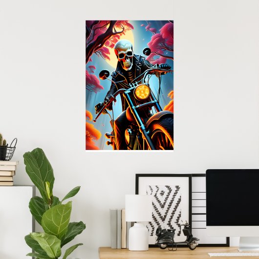 Skelet Rijden door de vuurgrot Poster (Thuiskantoor)