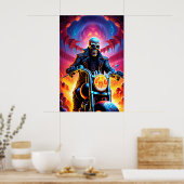 Skelet Rijden door de vuurgrot Poster (Keuken)