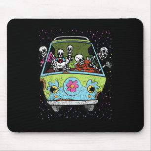 Skelet Rijden Hippie Van Halloween Kostuum Retro Muismat