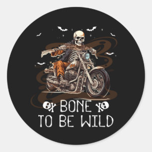 Skelet Rijden Motorfiets Halloween Kostuum Biker Ronde Sticker